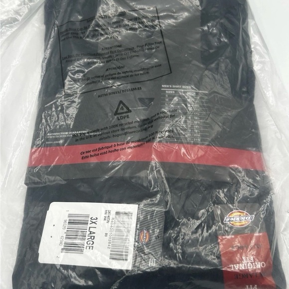 Dickies Long Sleeve Twill Work Shirt 3XL Black Original Fit NWT - Picture 5 of 8